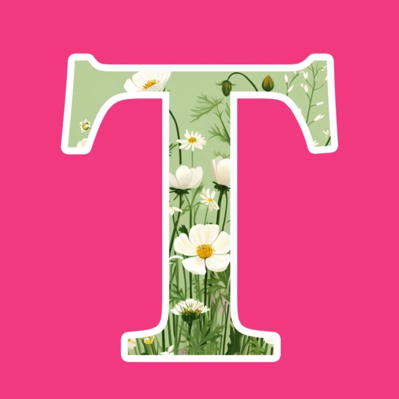 Buchstabe T, Monogramm, Blumenmuster