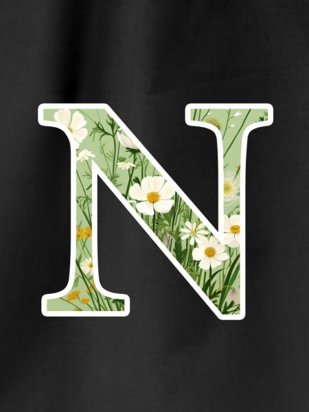 Buchstabe N, Monogramm, Blumenmuster