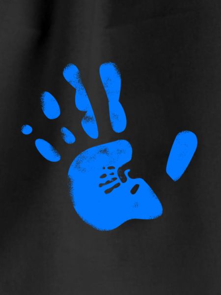 Blue handprint