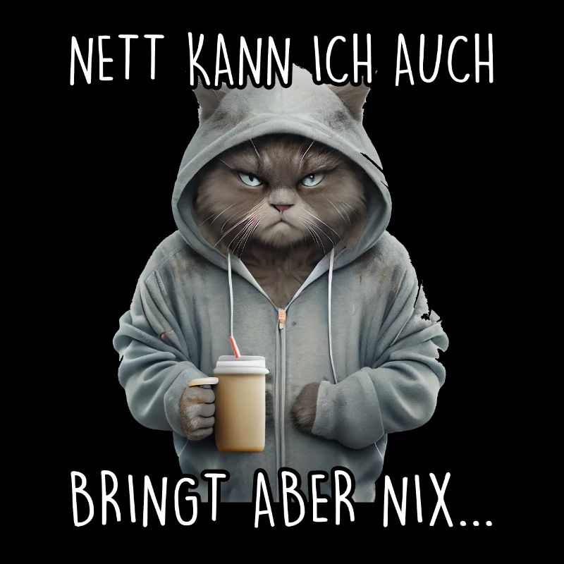 Nett kann ich auch Spruch Morgenmuffel Katze Fun