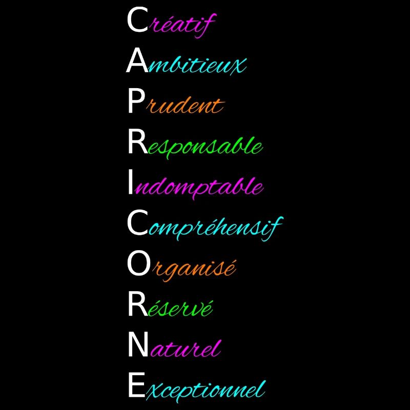 CAPRICORNE Créatif Ambitieux Prudent Responsable