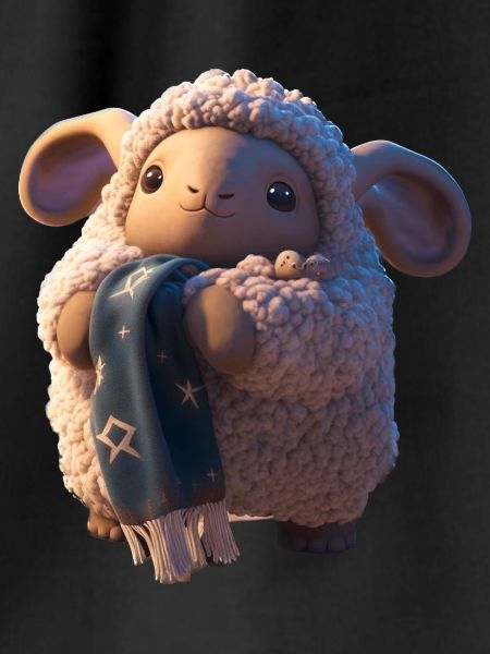 Cute sheep with scarf