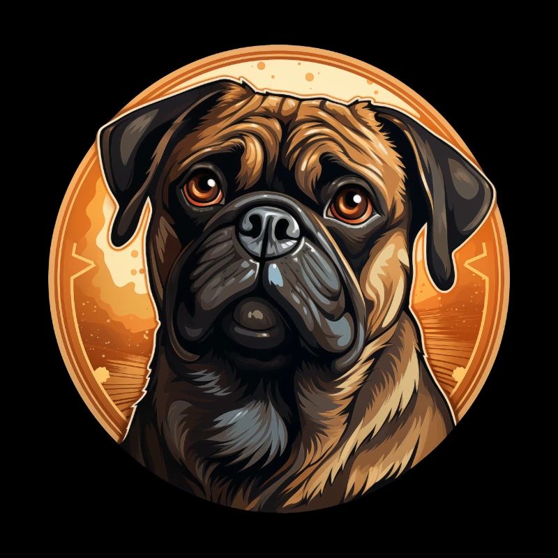 Faithful looking pug head