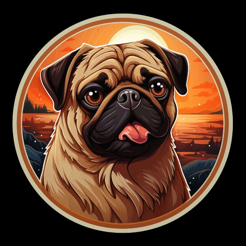 Faithful looking pug head