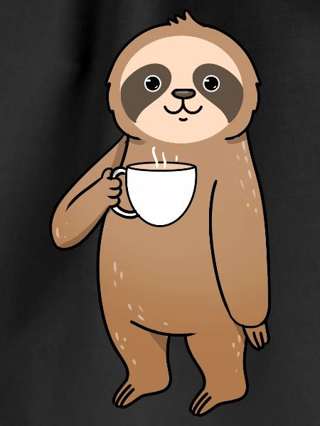 Sloth drinks coffee