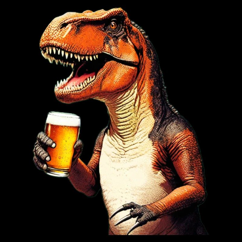 t rex drinking beer
