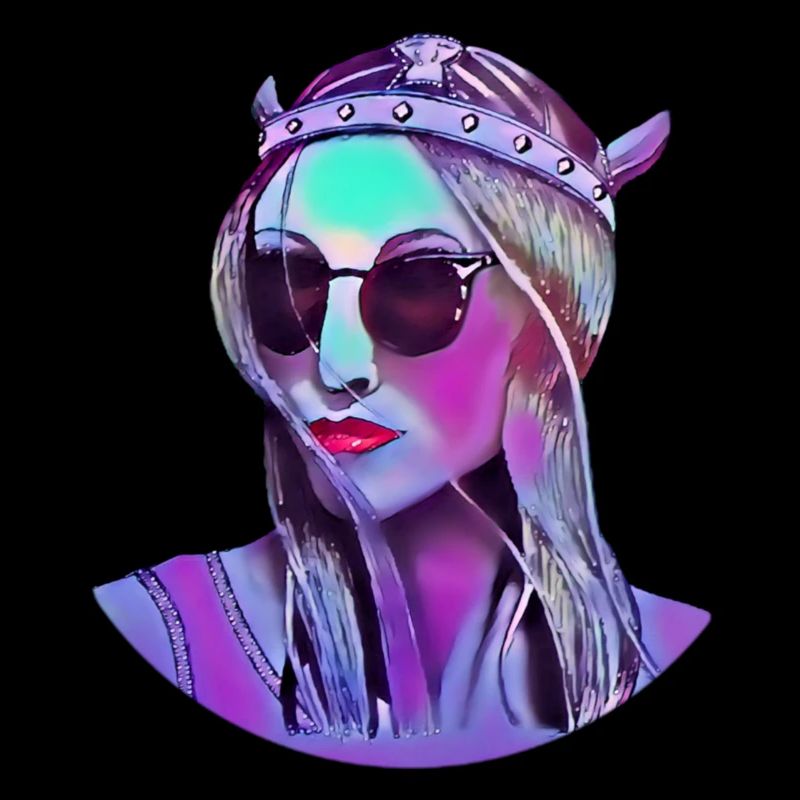 Moderne Vikingerin mit Sonnenbrille im Comic Style