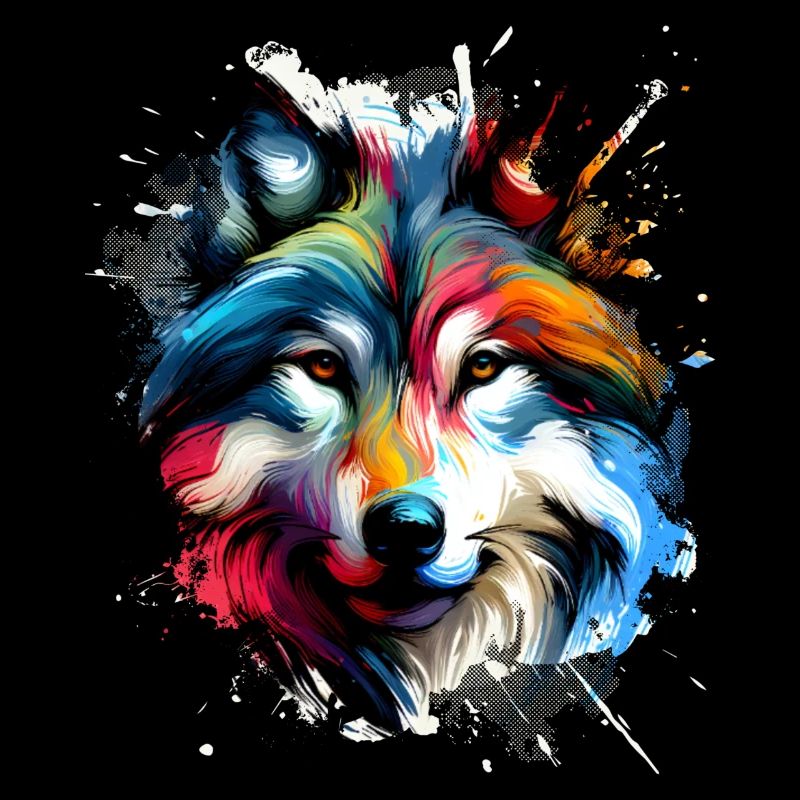 Buntes Wolf Kunstwerk