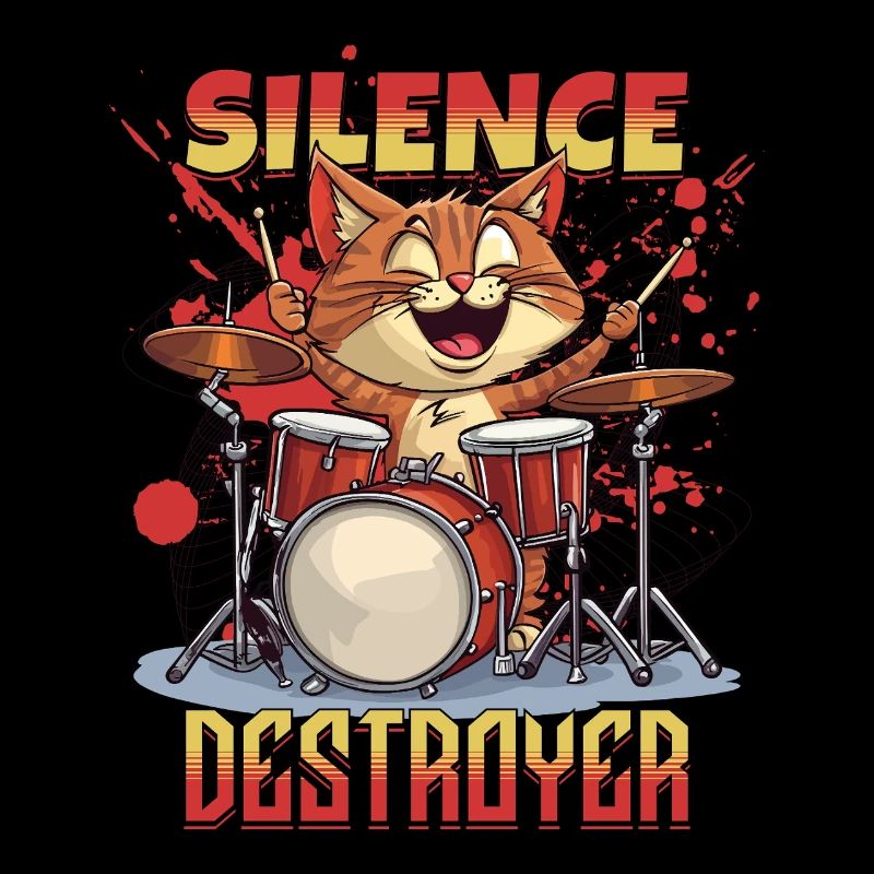 Schlagzeug Drums Silence Destroyer Katze Lustig