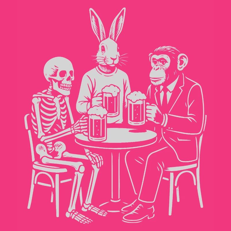 Pub Night Trio: Skeleton Rabbit and monkey