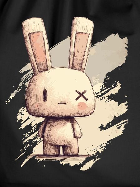 Cute rabbit with X-eyes