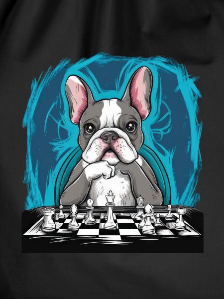 French bulldog playing chess