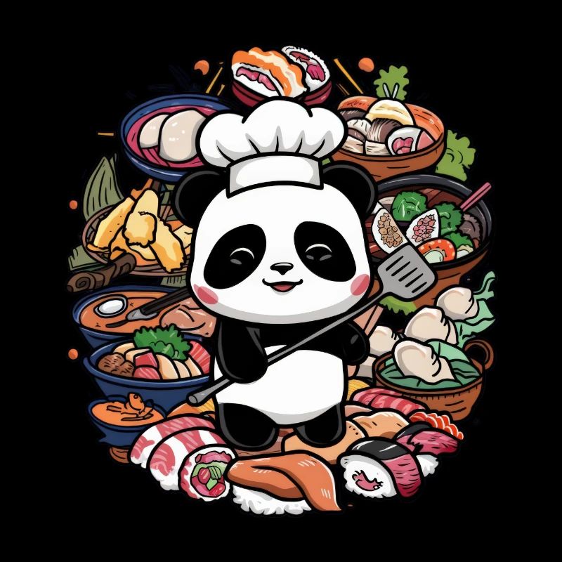 Cute panda chef cooking ideal for chef