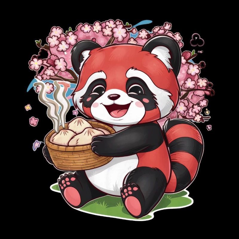 Red Panda Kawaii with Stuffed Dumplings