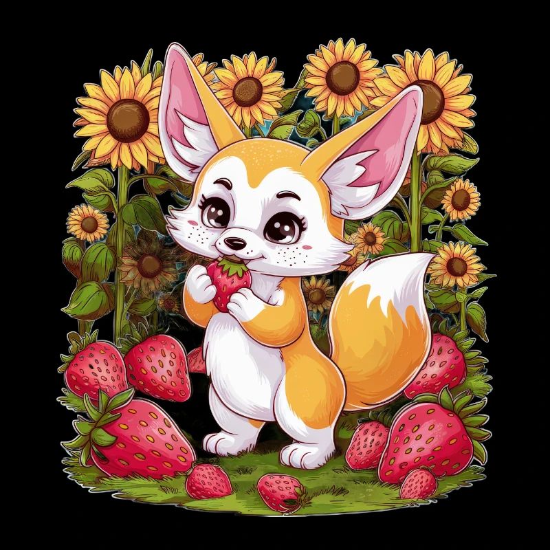 Fennec Renard du désert aux tulipes et citrons