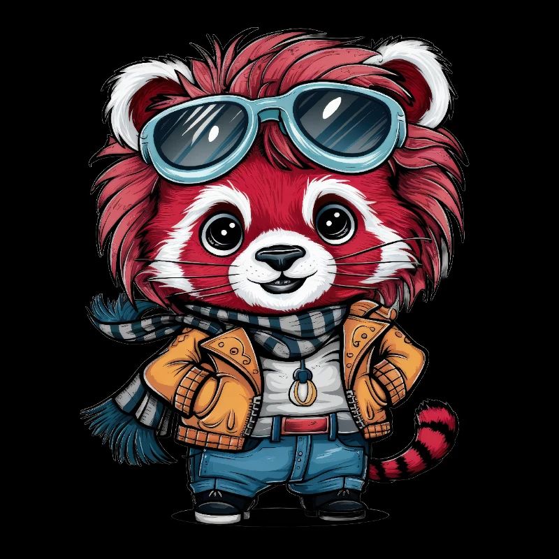 Panda roux dans le style de dessin animé kawaii