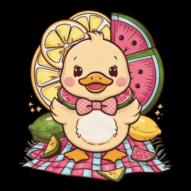 Caneton kawaii au citron et pastèque