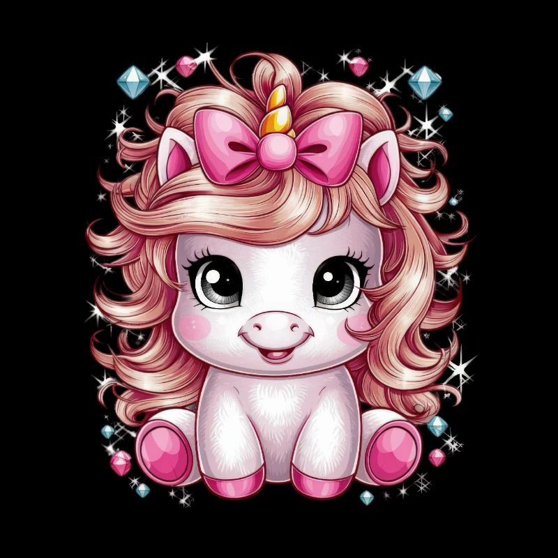 Kawaii Einhorn mit Schleife im Haar