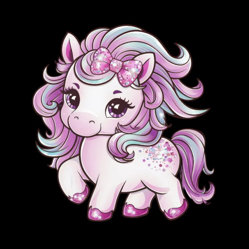Kawaii Einhorn mit Schleife im Haar