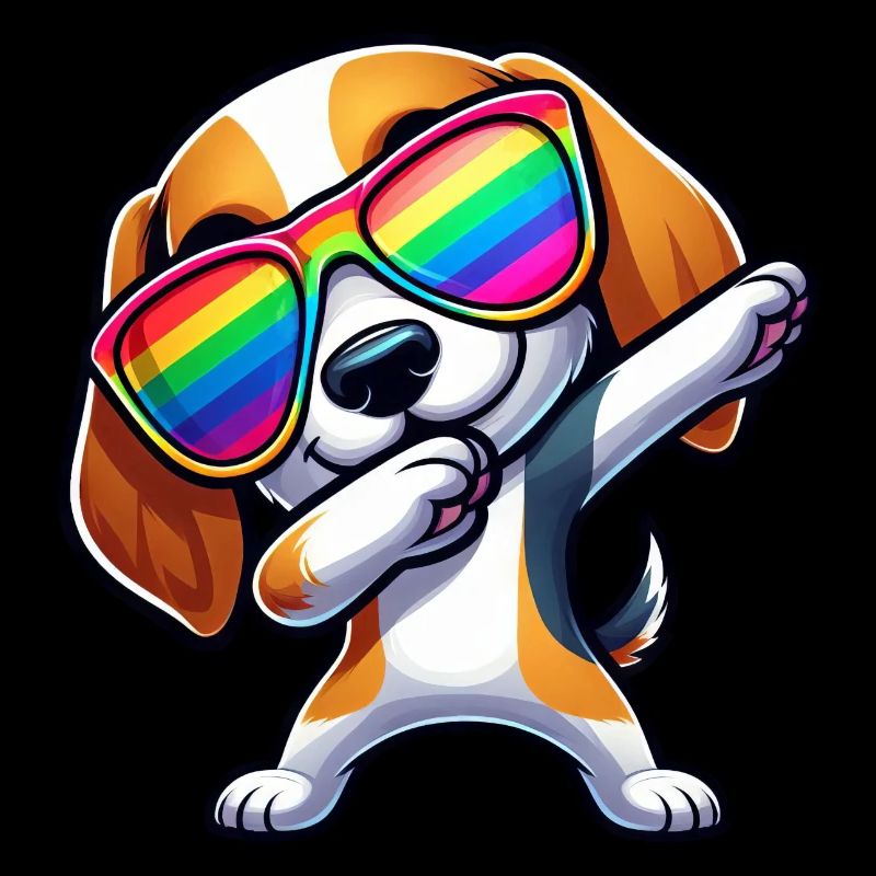 Cooler Beagle Dab Sonnenbrille Regenbogen