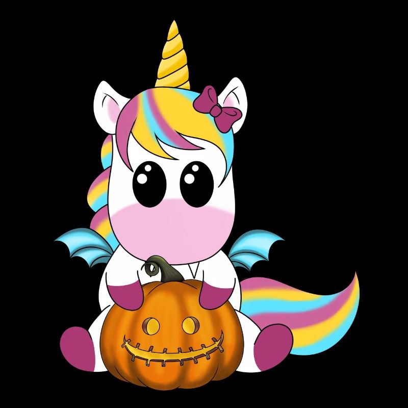 Unicorn with pumpkin lantern