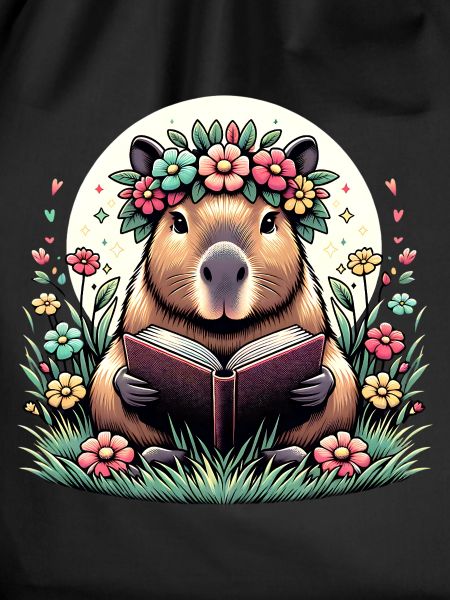 Cute Capybara Reading Book