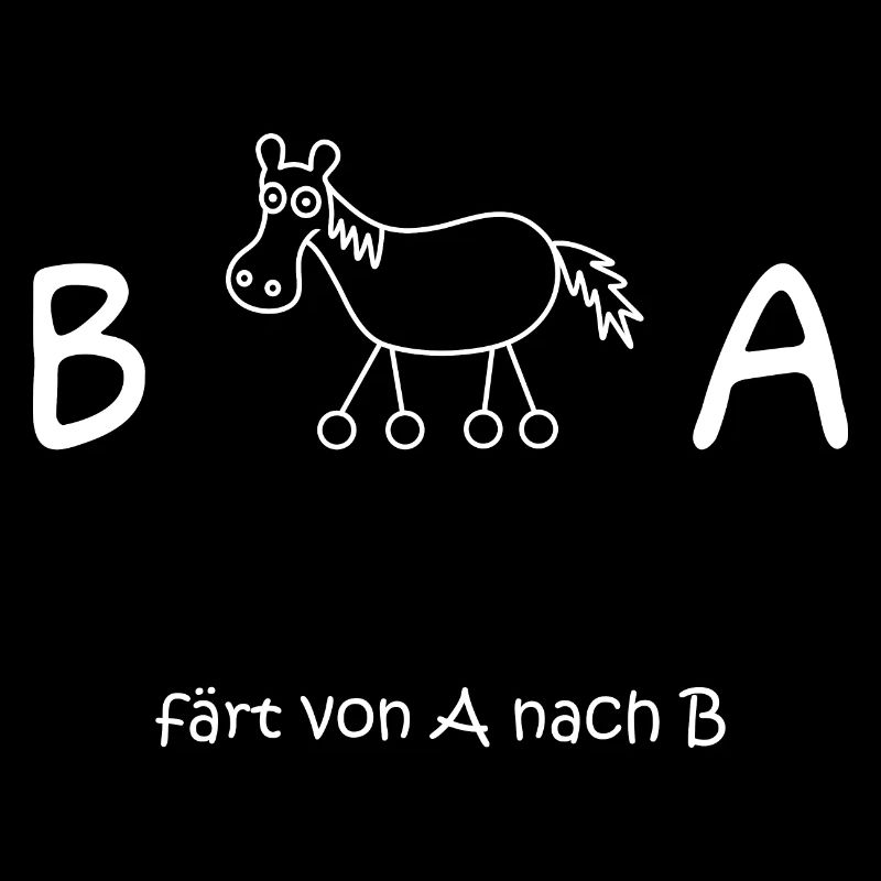 färt von a nach b, lustiges Pferd mit Rädern