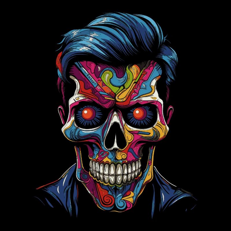 Bunter Popart Schädel