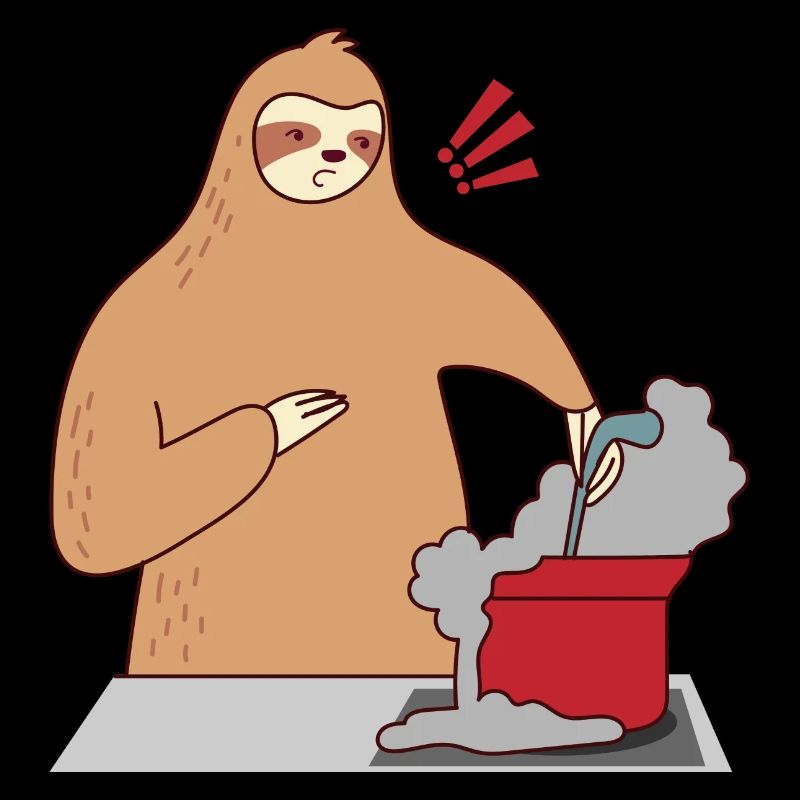 Sloth Cooking Falling Asleep Ironic Cute Sloth