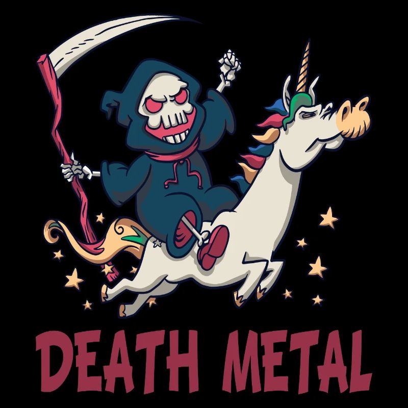 Lustiger Death Metal Sensenmann Einhorn Metalhead