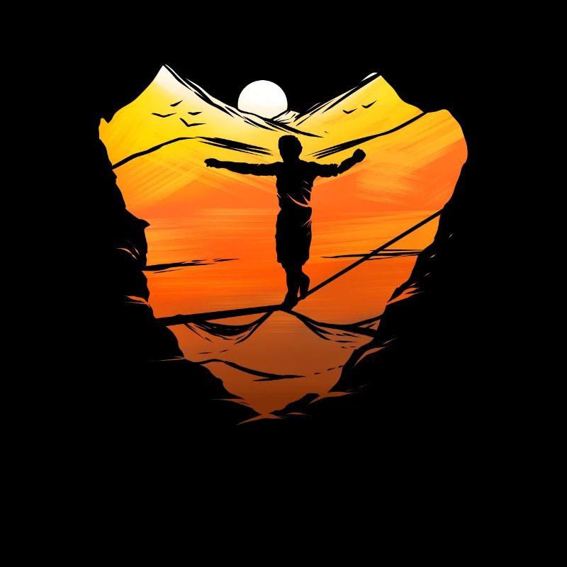 Slackline slacklining Slacklining tightrope walk Sunset