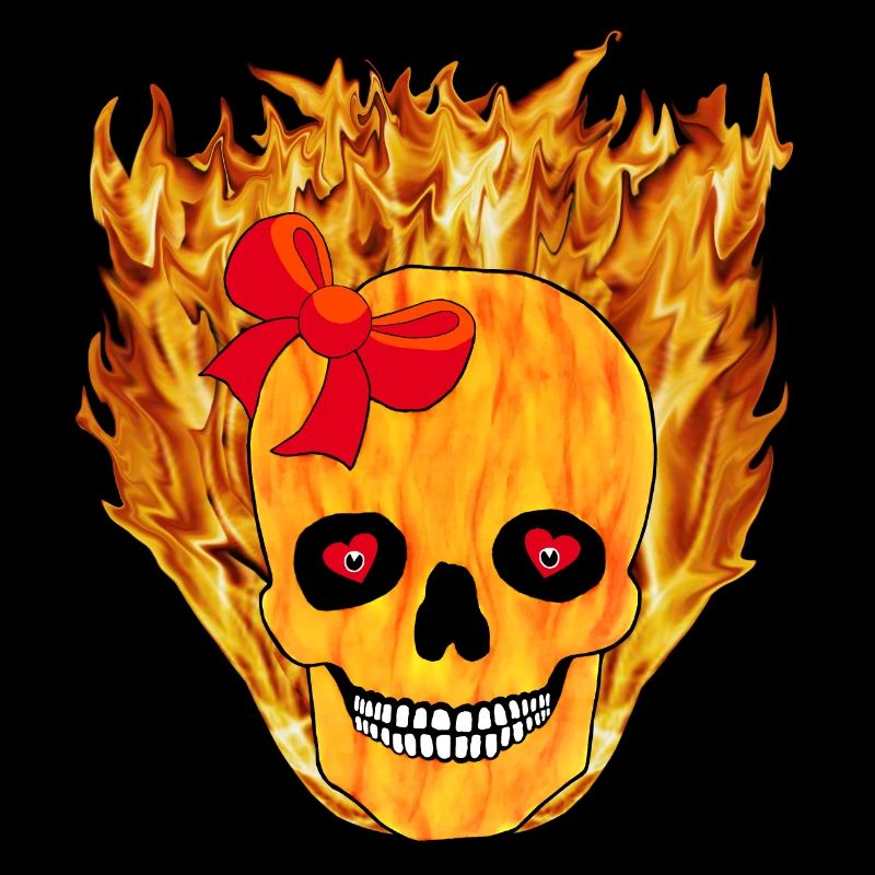 Flammender Mädchentotenkopf