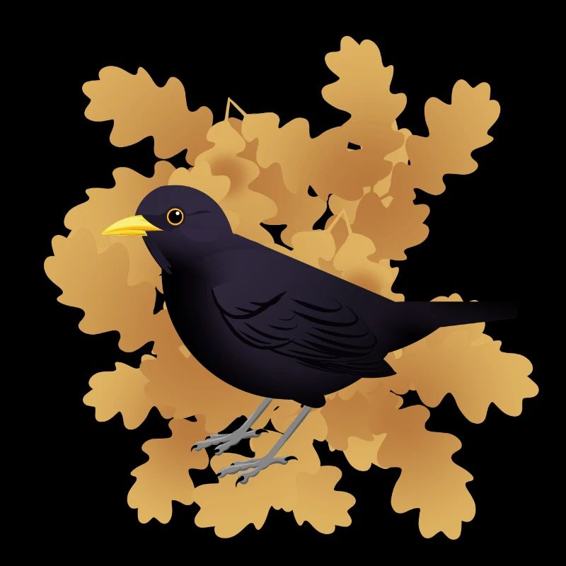 Amsel auf Herbstlaub