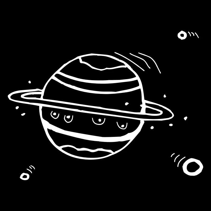 Planet with ring and moons