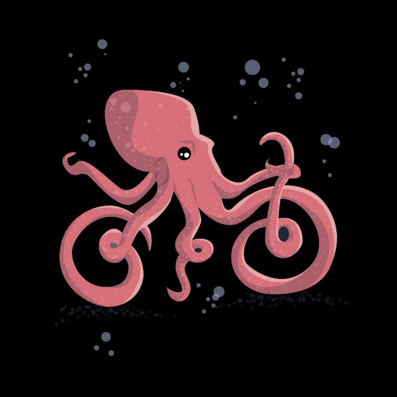 Octopus rides a bicycle