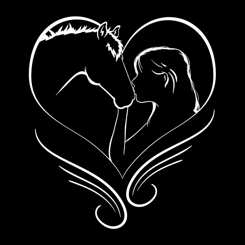 Femme bisous, silhouette cheval