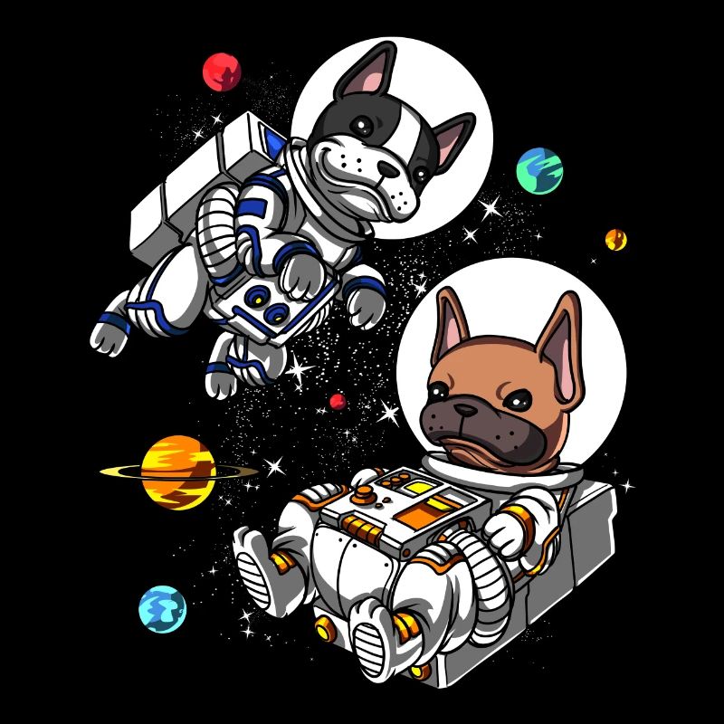 Bouledogue français astronaute espace chiens