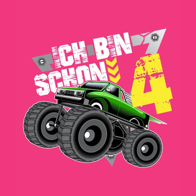 Ich bin 4 Geschenk 4. Geburtstag Monster Truck