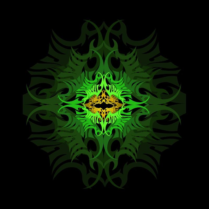 Psychedelic Mandala Pattern Green Goa Psytrance