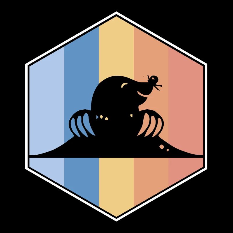 Mole retro and vintage hexagon
