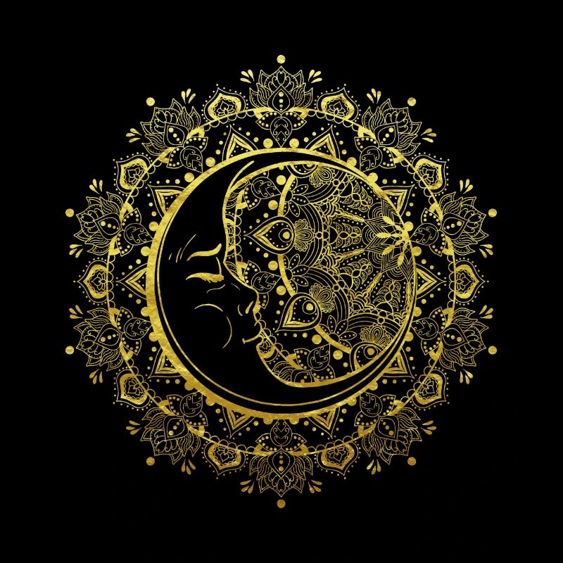Moon mandala in gold Buddhist Indian