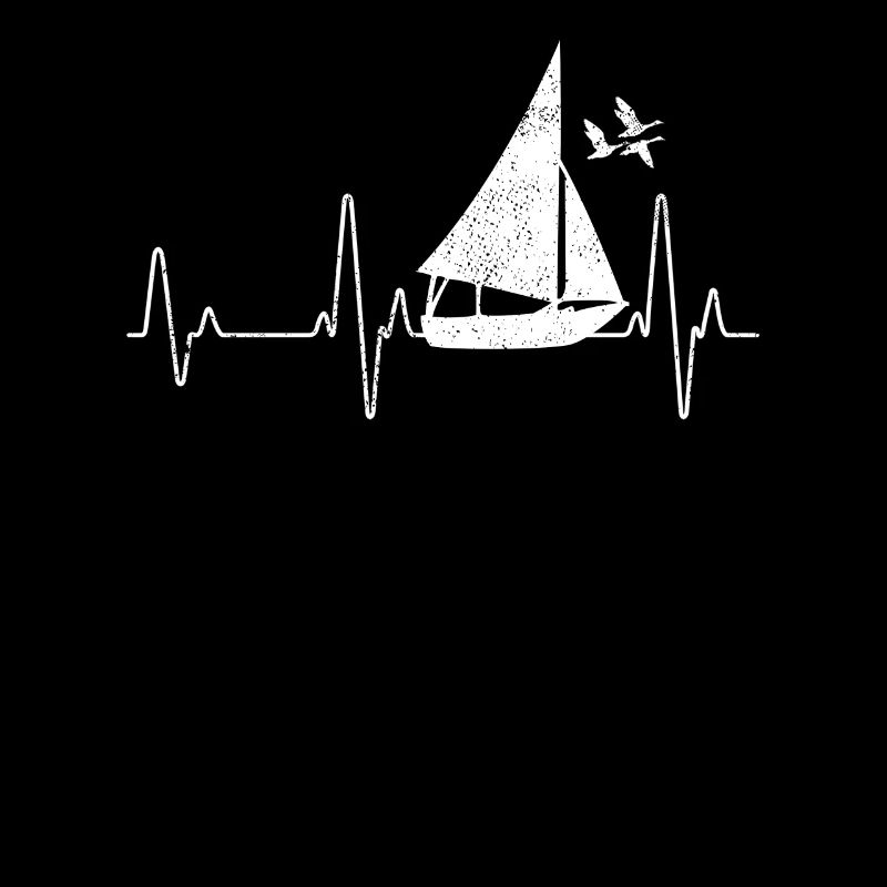 Segelboot EKG Herzschlag Cool Seefahrer Geschenk