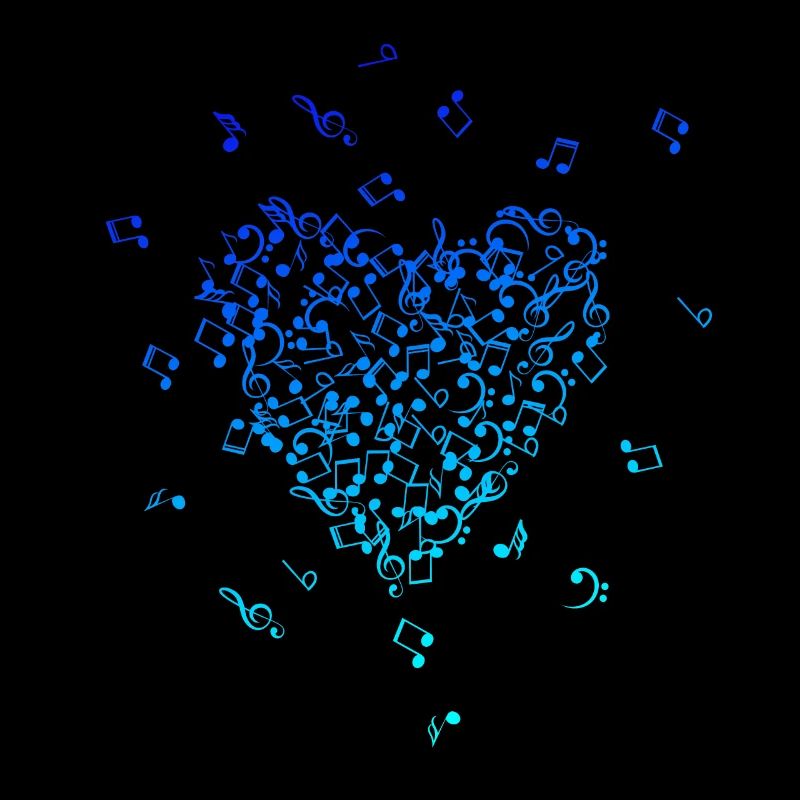 Music heart musical notes clef