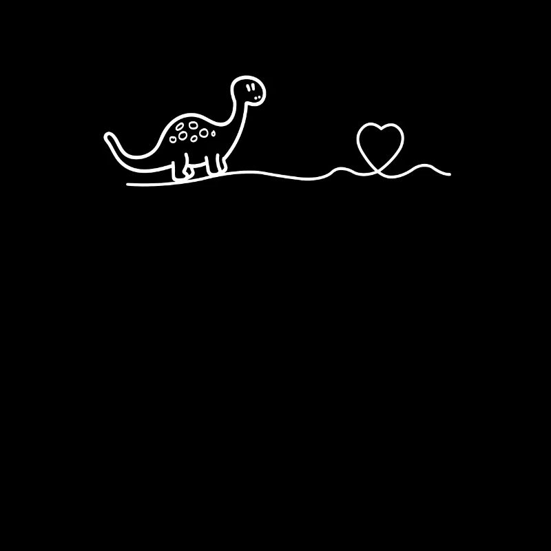 Süßer Dino mit Herz Dinosaurier Line Art Geschenk