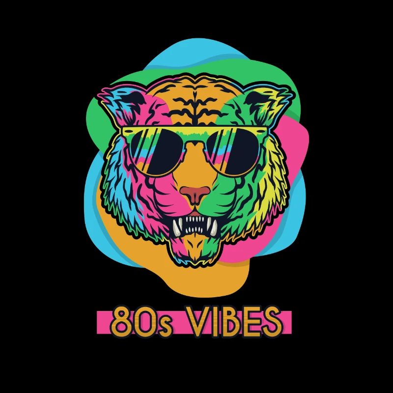 80's Vibes Retro Tiger 80s Vintage Party Cool