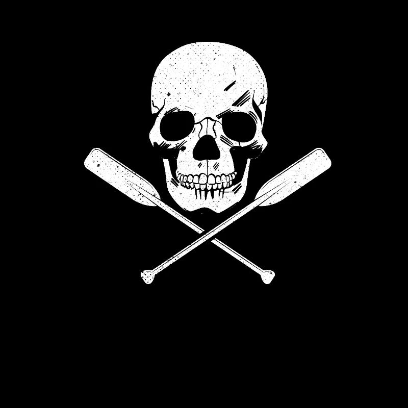 Kayak, canoe or river rafting design with skull