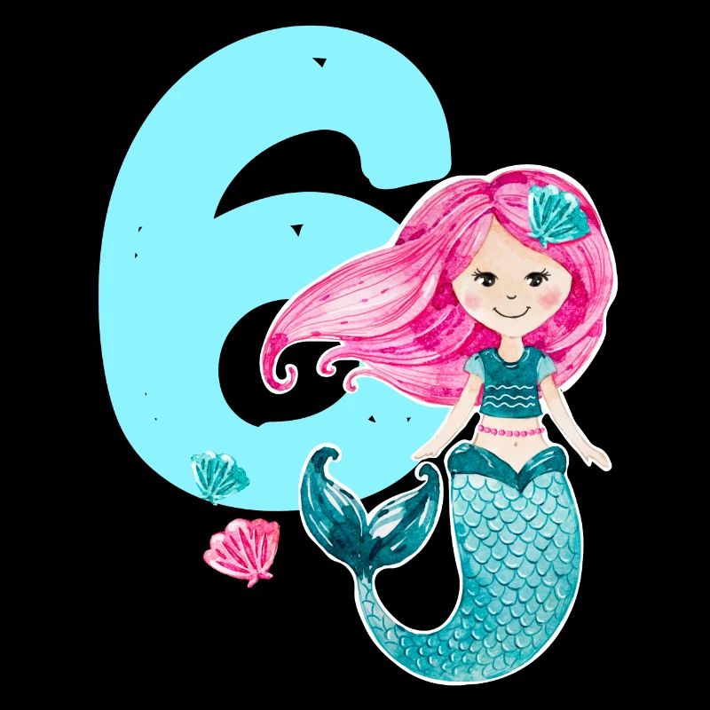 6ème anniversaire sirène 6 ans coquillage océan