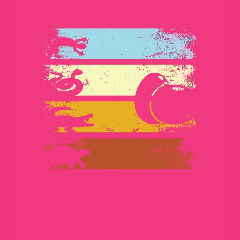 Retro reptiles snake turtle lizard