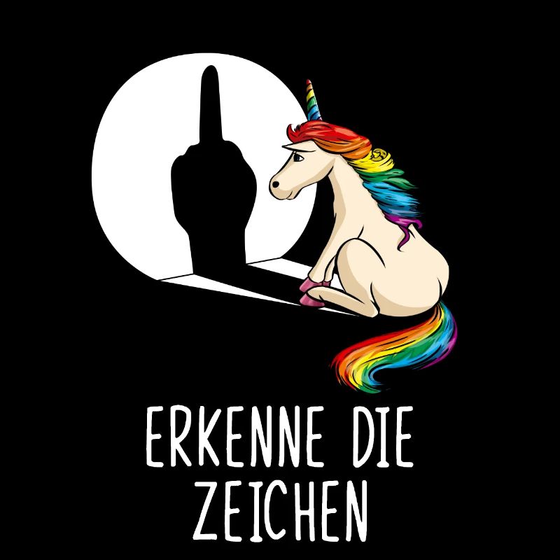Erkenne die Zeichen Einhorn Mittelfinger Schatten