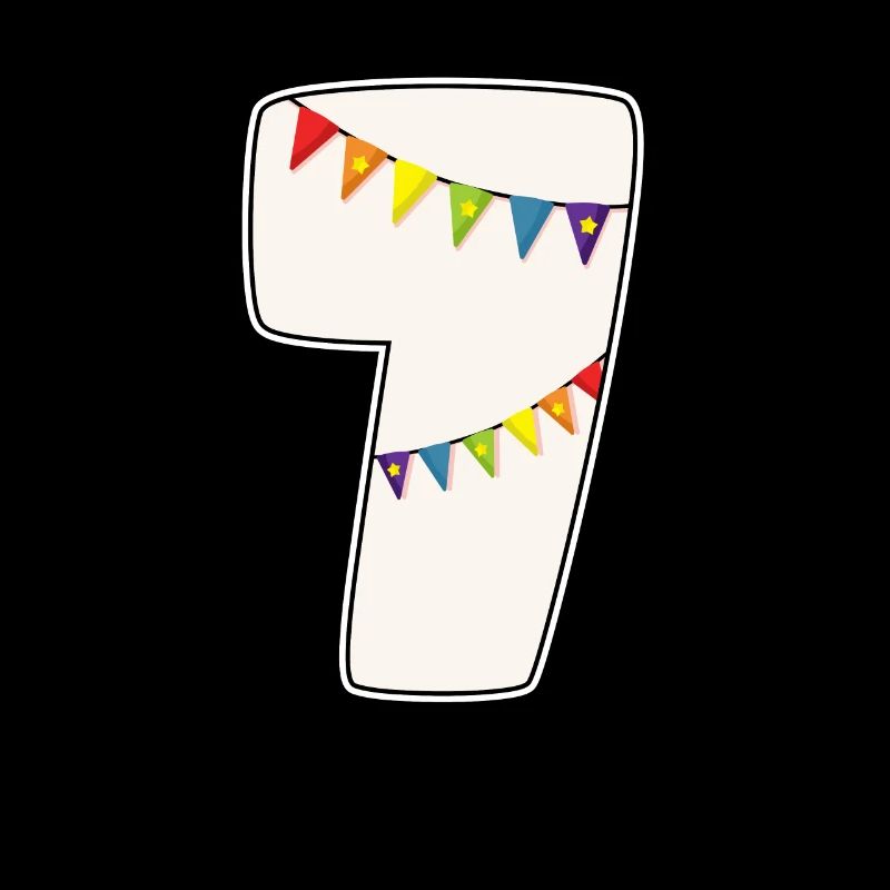 7 Geburtstag 7 Jahre Zahl 7 Mädchen Regenbogen